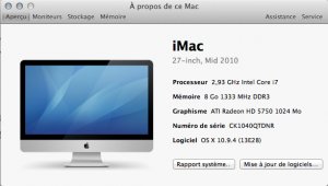 FAQ : écran Á propos de ce Mac